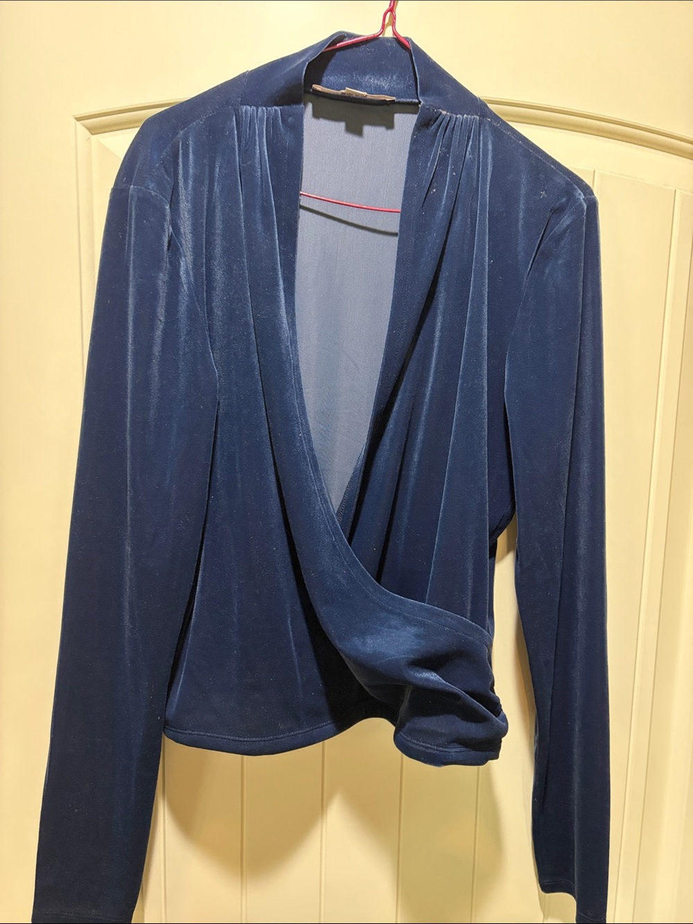 LOFT Navy Velvet Draped Wrap Blazer